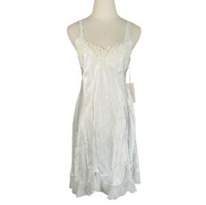 Linea Donatella Satin Lace Slip L Dress Nightgown Boudoir Bridal Spring Pearls
